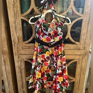 Rockabilly style, Dia de los Muertes women’s halter dress